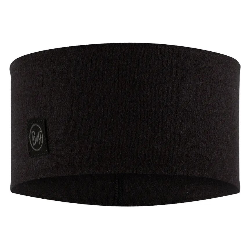 Buff Merino Wide Headband – široká čelenka zo 100 % merino vlny, čierna